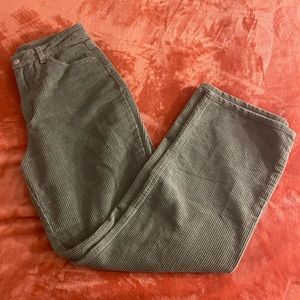 Green Corduroy High-waisted Straight Pants: Only used once